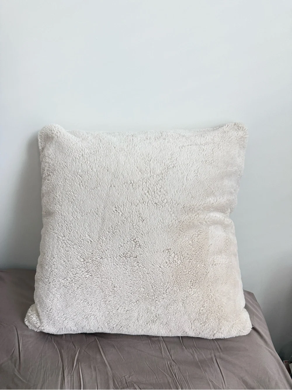 Soft Cream Faux Fur Decorative Pillow Cover